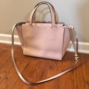 Kate Spade Mina Magnolia Scallop Tote Bag Pale Blush Pink Leather Crossbody